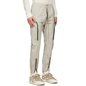 Pantalones cargo con cordón en la cintura elástica para hombre, color gris claro, con aberturas con cremallera y múltiples bolsillos, estilo informal, ropa de primavera - Product Image 6