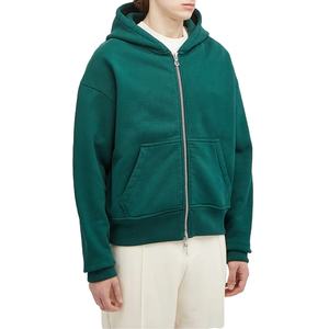 400 GSM Heavy Cotton Oversized Boxy Cropped 2 Way Zip up Hoodies Blanks para Custom 2026 - Product Image 1