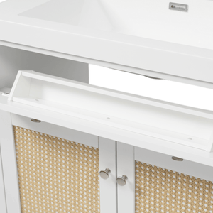 Meuble-lavabo de salle de bain 60 pouces en bois massif avec double vasque (SMC), 2 plateaux amovibles/tiroirs rabattables, 4 tiroirs à fermeture douce pour un grand espace de rangement - Product Image 4