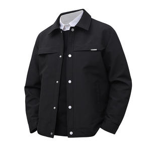 Chemise-veste en velours côtelé pour homme, col rabattu, couleur unie, fermeture boutonnée, style workwear, vêtement d'automne, coupe classique, 100% coton - Product Image 1
