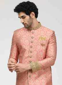 Royal dulha salwar kameez ชุดเดรสปักลายหรูหราสำหรับผู้ชายสไตล์อินเดียไม่ยับป้องกันแสงแดด - Product Image 2