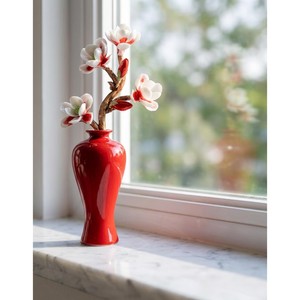 Jarrón de Cerámica Rojo Atractivo, Decoración Tradicional para Mesa, 8-16 Pulgadas, Exquisito y Duradero - Product Image 4
