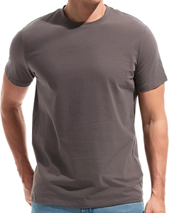 <b>Men's</b> Solid <b>Grey</b> Short Sleeve Crew Neck T-<b>Shirt</b> Blank Casual Regular Fit Tee - Product Image 6