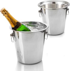 Enfriador de vino minimalista de metal y acero con acabado plateado, cubitera para champán con asa para bar y fiestas, enfriadores de cerveza. - Product Image 6