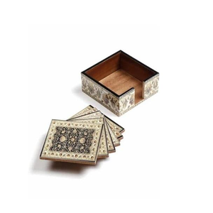 Posavasos de madera Meena para uso en oficina, multifuncionales, ideales para viajes, hechos a mano con motivos florales pintados por blossom craft india - Product Image 1