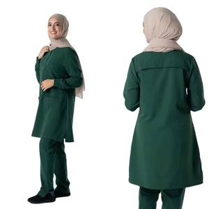 Ensemble de Blouse Médicale Musulmane en Toile Premium à Manches Longues Respirant et Modeste pour Femmes – Uniforme d'Infirmière pour Hôpitaux - Product Image 1