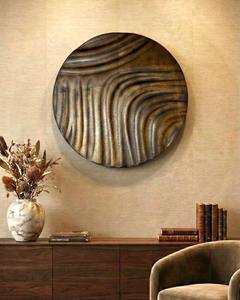 Décoration murale moderne, élégante, ronde, en bois, art mural de luxe pour maisons contemporaines, décoration murale suspendue haute. - Product Image 1