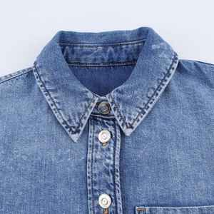 Za Mujer Ropa Bolsillo Corto Denim Mujer Camisa Manga Larga Más Jeans Traje 2026 - Product Image 3