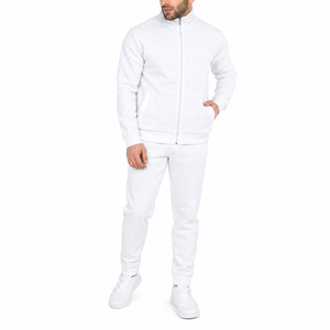Ensemble de survêtement pour homme à col montant et fermeture éclair intégrale, veste à ourlet côtelé et pantalon de jogging à revers fuselé, tenue de sport décontractée - Product Image 2