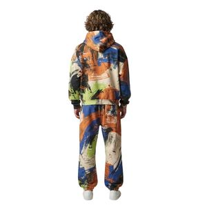 Ensembles de survêtements pour hommes avec motif abstrait de peinture éclaboussée, en fil filé de qualité supérieure, résistants à la décoloration, tenues urbaines tendance et vibrantes - Product Image 2