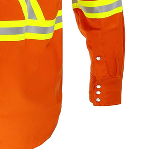 Cotton Reflective Work <b>Shirt</b> High Visibility Reflective Men <b>Shirts</b> Wholesale Custom Oil and Gas Workwear Mechanic Long Sleeve - Product Image 4