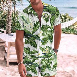 เสื้อฮาวายพิมพ์ลายตามสั่ง เสื้อชายหาดสไตล์ทรอปิคอล เสื้อแขนสั้นผู้ชายสำหรับฤดูร้อน สไตล์ซาฟารีลำลองสำหรับวันหยุด ผ้าโพลีเอสเตอร์ 100% - Product Image 4