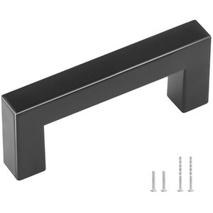 30-Piece Modern Stainless Steel Kitchen <b>Cabinet</b> Pulls 3in/76mm Center <b>Slim</b> Square Knobs for Cupboards and Drawers - Product Image 1