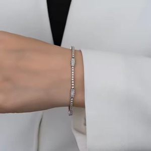 White Round Moissanite Diamond <b>Bracelet</b> & Bangle Round in 18K White Gold Cut Jewelry - Product Image 3