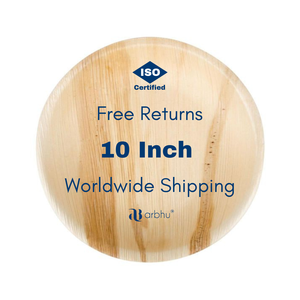 Smooth Finish 10 Inch Palm Leaf Plate <b>Disposable</b> Natural Wood Look <b>Tableware</b> Compostable Round Flatware For Mobile Food Truck - Product Image 1