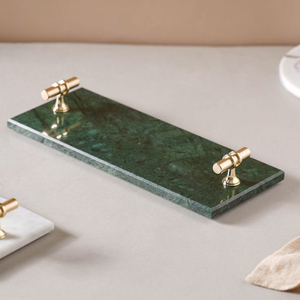 Plateau de service en marbre avec poignée en laiton doré, accessoire décoratif pour la maison, les mariages et les hôtels, plateaux en laiton et en marbre - Product Image 6