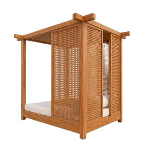 Cama de Día Moderna para Exteriores de Madera de Teca Sólida con Toldo, Muebles de Jardín de Lujo para el Borde de la Piscina - Product Image 3