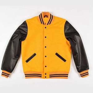 Custom Baseball Jacket Wool and Leather Sleeves in Black for Men / American Football Jacket - Product Image 3