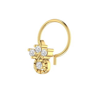 14K Gold Children's Ethnic Piercing Jewelry Teardrop and Floral-Inspired Nose Pin with 0.08ct Natural Diamond - Product Image 4