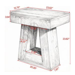 Tavolino Moderno Mid-Century per Camera da Letto, Lussuoso Tavolo Antico in Legno Massello di Mango e Pino con Dettagli in Acciaio Inossidabile per Arredamento Appartamento - Product Image 3