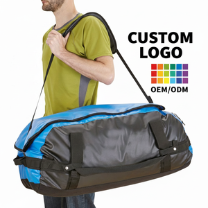 Heavy Duty Tarpaulin Adventure Duffel Bag Waterproof Travel <b>Backpack</b> <b>Large</b> Capacity Rugged Sport Weekender Blue - Product Image 3