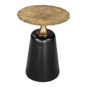 Mesa de centro y auxiliar de lujo con diseño floral, base de aluminio fundido chapado en oro de alta calidad y tapa de cristal redonda, procedente de la India. - Product Image 3