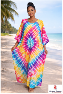 Custom Printed <b>Kaftan</b> Dress Women Beachwear Cover Up Loose Fit Silk Cotton Rayon Polyester Bulk Manufacturer Supply - Product Image 6