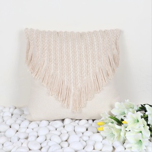 <b>Printed</b> Square Boho Ivory Stripe Fringe 100% Cotton Home Decorative <b>Cushion</b> Throw Pillow Cover - Product Image 5