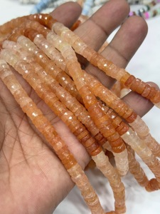 Perles de pierres précieuses de haute qualité pour la fabrication de bijoux, 17 pouces, Avanturine naturelle ombrée, facettées, forme Heishi, taille 7-8 mm - Product Image 3