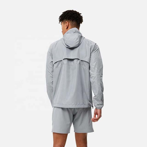 Men's Custom 2-Piece Summer Breathable Windbreaker <b>Shorts</b> and Hooded Jacket Tracksuit Reflective Zip-Up <b>Polyester</b> Streetwear Set - Product Image 2