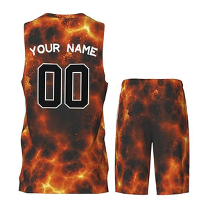 Fabricante de uniformes de baloncesto, camiseta de baloncesto con sublimación Fire Lava, ropa deportiva para hombre o mujer, equipación para partidos deportivos. - Product Image 3