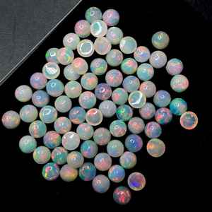 Lot de cabochons ronds en opale blanche éthiopienne, qualité gemme naturelle, opale de feu fine pour la création de bijoux - Product Image 5