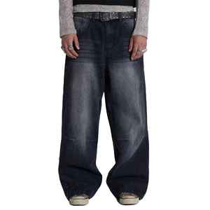 Jeans streetwear d'hiver personnalisés brodés, écologiques, pour hommes et garçons, coupe droite, ample, baggy, grandes tailles, délavé, vintage - Product Image 2