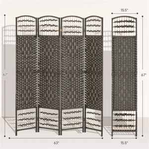 Paravento Divisorio a 4 Pannelli Grigio Scuro per Camera da Letto e Separatori per Ambienti - Product Image 6
