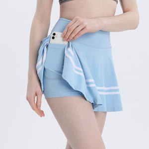 Shorts de sport décontractés en coton pour femmes, légers, respirants, avec poches, pour le golf, le tennis, le badminton et les activités de plein air, jupe plissée unie - Product Image 5