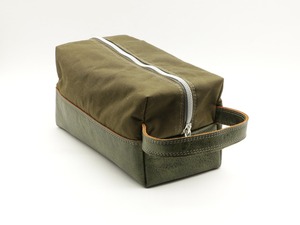 Waterproof Waxed Canvas Leather Toiletry Bag Custom Logo Vintage Mens Shaving Dopp Kit Travel Wash Organizer <b>Case</b> LCTB-0092 - Product Image 1