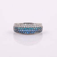Bague de fiançailles et de mariage pavée de diamants bleus et blancs cultivés en laboratoire, style éternité, cadeau d'anniversaire, pierres taille brillant, 110 pierres, luxe