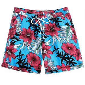 Men Relaxed Shorts Tropical Floral Print Elastic Waist <b>Drawstring</b> Beach Summer Casual Holiday Colorful top mens summer beach - Product Image 1