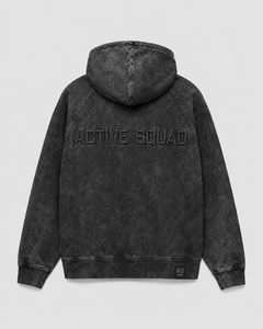 Sudadera Unisex Active Squad de Corte Regular con Cuello Redondo y Cierre de Cremallera, Resistente al Viento, Transpirable e Impermeable, en Franela de Algodón Negro Lavado - Product Image 6