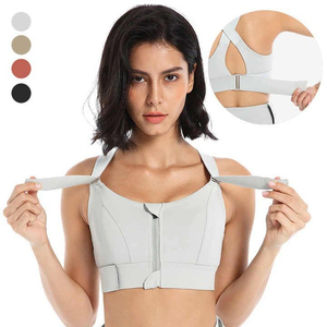 Soutiens-gorge de sport à fermeture éclair frontale à fort impact, personnalisables, MOQ faible, qualité supérieure, pour femmes, fitness, grandes tailles, vêtements de sport 2026 - Product Image 1
