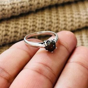 Latest Minimal <b>Statement</b> Dainty Brass Vintage Black Onyx <b>Ring</b> Silver Plated Bold Womens <b>Ring</b> Classic Cute Prong setting <b>Ring</b> - Product Image 2