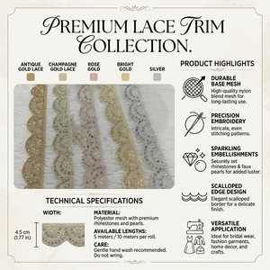 Scalloped designed pearl work embroidered laces elegant beaded trim bridal gowns luxury garment <b>decor</b> <b>decorative</b> <b>edging</b> designer - Product Image 6