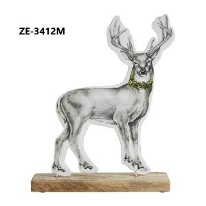 Handmade Wooden Deer <b>Figure</b> <b>Christmas</b> Decoration Rustic Tabletop Sculpture for Living Room Animal Theme Art - Product Image 3