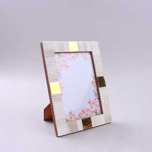 Handcrafted Camel Bone Wood Inlay Photo <b>Frame</b> Ribbed Cream with Aged Inlay <b>Picture</b> <b>Frame</b> For Display - Product Image 2