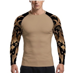 Customizable Long Sleeve Polyester Spandex MMA Rash Guard Breathable Anti UV Protection <b>Compression</b> <b>Shirt</b> Gym Wear Top - Product Image 1