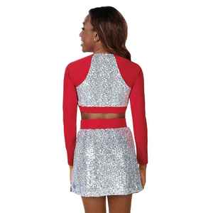 Haut et jupe de cheerleading pour femmes, coupe raglan, manches longues, design imprimé personnalisé de haute qualité, 100 % polyester - Product Image 2