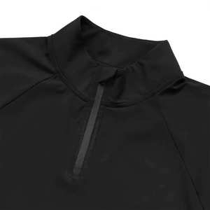 Sweat-shirt à col zippé pour homme, noir, manches longues, couleur unie, fermeture éclair décontractée, séchage rapide, tricoté en polyester - Product Image 3
