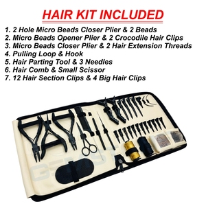 Professional Hair Extension Tool Kit Set – Micro <b>Beads</b> Pliers Loop Hook <b>Needles</b> & Section Clips – Complete Hair Extension Inst - Product Image 2