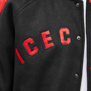 Custom Logo Men Streetwear Wool Varsity Letterman <b>Jacket</b> with Red Satin Sleeves Embroidery Patch <b>Vintage</b> <b>Bomber</b> <b>Jacket</b> Men - Product Image 6