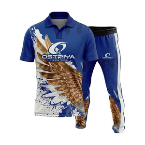 ชุดเสื้อคริกเก็ตครึ่งตัวและกางเกงสำหรับผู้ชาย Ostriya Intl แบบสั่งทำพิเศษ พิมพ์ลายด้วยความร้อนด้านหน้า สำหรับผู้ใหญ่ทุกขนาด 100% ผ้าสั้น ไซส์พลัส - Product Image 5